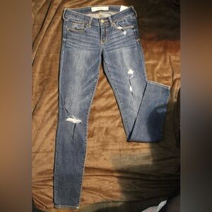 Abercrombie & Fitch Women's Distressed Skinny Jeans - Dark Blue
